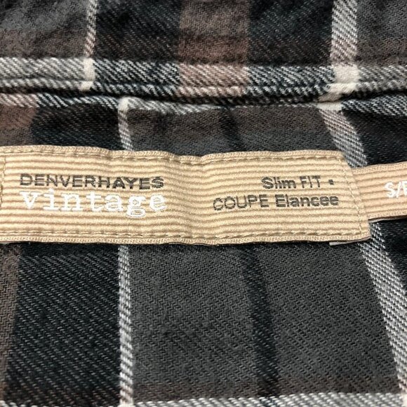 Denver Hayes Vintage Slim Fit Black & Brown Plaid Heavier Flannel Shirt - Picture 5 of 10